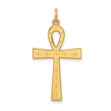 14K Yellow Gold Laser Designed Ankh Cross Pendant - (B11-345) 14K Yellow Gold Laser Designed Ankh Cross Pendant - (B11-345)