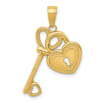 14K Yellow Gold Heart Key & Lock Pendant - (A84-115) 14K Yellow Gold Heart Key & Lock Pendant - (A84-115)