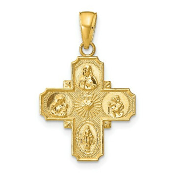 14K Yellow Gold 4-Way Medal Pendant - (A88-168) 14K Yellow Gold 4-Way Medal Pendant - (A88-168)