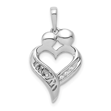 14K White Gold Diamond Accent MOM Heart Pendant - (A97-196) 14K White Gold Diamond Accent MOM Heart Pendant - (A97-196)