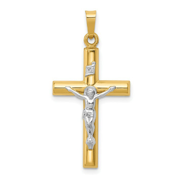 14K Two-tone Gold INRI Hollow Crucifix Pendant 33mm length - (B11-333) 14K Two-tone Gold INRI Hollow Crucifix Pendant 33mm length - (B11-333)