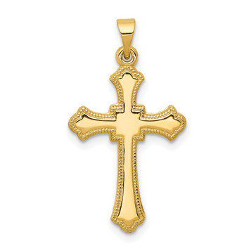 14K Yellow Gold Budded Cross Pendant 28mm length - (B11-590) 14K Yellow Gold Budded Cross Pendant 28mm length - (B11-590)