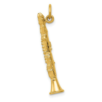 14K Yellow Gold 3-D Clarinet Charm - (A82-828) 14K Yellow Gold 3-D Clarinet Charm - (A82-828)