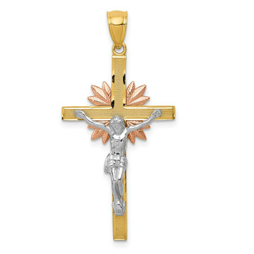 14K Tri-Color Gold Crucifix Pendant - (A83-641) 14K Tri-Color Gold Crucifix Pendant - (A83-641)