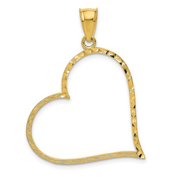 14K Yellow Gold Solid Satin Diamond-cut Large Reversible Heart Pendant - (A83-982) 14K Yellow Gold Solid Satin Diamond-cut Large Reversible Heart Pendant - (A83-982)