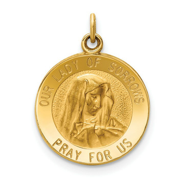 14K Yellow Gold Our Lady of Sorrows Medal Charm 15mm width - (A84-580) 14K Yellow Gold Our Lady of Sorrows Medal Charm 15mm width - (A84-580)