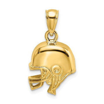 14K Yellow Gold Polished Open-Backed Football Helmet Charm Pendant - (A89-571) 14K Yellow Gold Polished Open-Backed Football Helmet Charm Pendant - (A89-571)