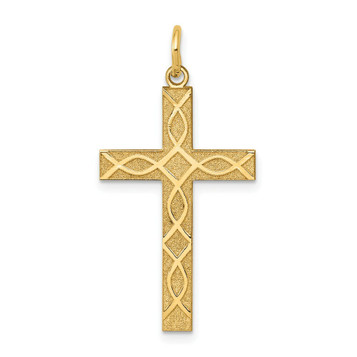 14K Yellow Gold Laser Designed Cross Pendant 33mm length - (B11-122) 14K Yellow Gold Laser Designed Cross Pendant 33mm length - (B11-122)