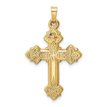 14K Yellow Gold Budded Hollow Cross Pendant - (B11-207) 14K Yellow Gold Budded Hollow Cross Pendant - (B11-207)