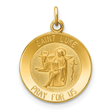 14K Yellow Gold Saint Luke Medal Charm 15mm width - (B11-298) 14K Yellow Gold Saint Luke Medal Charm 15mm width - (B11-298)