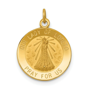 14K Yellow Gold Our Lady of Loreto Medal Charm 15mm width - (B11-521) 14K Yellow Gold Our Lady of Loreto Medal Charm 15mm width - (B11-521)
