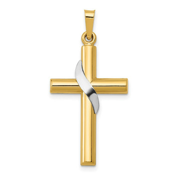 14K Two-tone Gold Hollow Cross Charm - (B11-555) 14K Two-tone Gold Hollow Cross Charm - (B11-555)