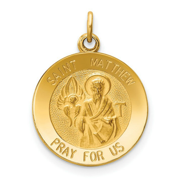 14K Yellow Gold Saint Matthew Medal Charm 15mm width - (B11-607) 14K Yellow Gold Saint Matthew Medal Charm 15mm width - (B11-607)