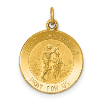 14K Yellow Gold Saint John Baptist Medal Charm 15mm width - (B11-688) 14K Yellow Gold Saint John Baptist Medal Charm 15mm width - (B11-688)