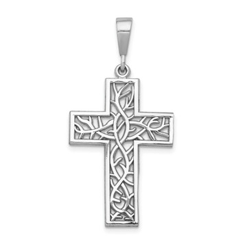 14K White Gold Thorn Cross Pendant - (A84-613) 14K White Gold Thorn Cross Pendant - (A84-613)