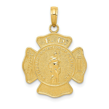 14K Yellow Gold Large Fire Department Badge Pendant - (A85-330) 14K Yellow Gold Large Fire Department Badge Pendant - (A85-330)