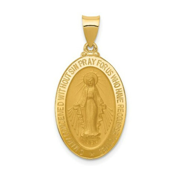 14K Yellow Gold Miraculous Medal Oval Pendant - (A86-533) 14K Yellow Gold Miraculous Medal Oval Pendant - (A86-533)