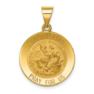 14K Yellow Gold Polished and Satin St. George Medal Pendant 19mm width - (B11-154) 14K Yellow Gold Polished and Satin St. George Medal Pendant 19mm width - (B11-154)