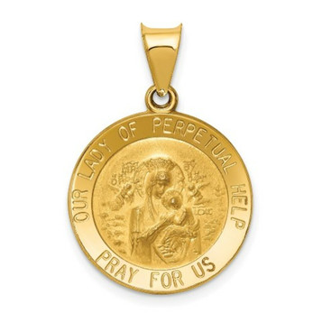 14K Yellow Gold Polished and Satin Our Lady of Perpetual Help Medal Pendant 19mm width - (B11-178) 14K Yellow Gold Polished and Satin Our Lady of Perpetual Help Medal Pendant 19mm width - (B11-178)