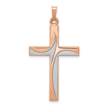 14K Rose Gold Rhodium Cross Pendant - (B11-179) 14K Rose Gold Rhodium Cross Pendant - (B11-179)