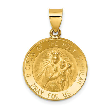 14K Yellow Gold Polished and Satin Queen of the Holy Scapular Reversible Medal Pendant 19mm width - (B11-334) 14K Yellow Gold Polished and Satin Queen of the Holy Scapular Reversible Medal Pendant 19mm width - (B11-334)