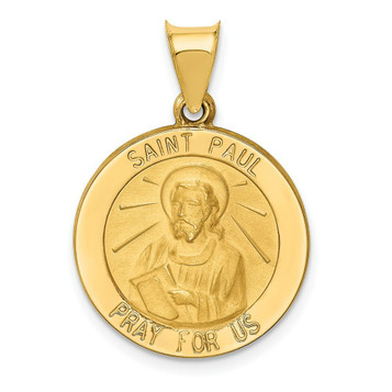 14K Yellow Gold Polished and Satin St. Paul Medal Pendant 19mm width - (B11-441) 14K Yellow Gold Polished and Satin St. Paul Medal Pendant 19mm width - (B11-441)