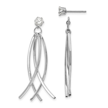 14K White Gold Curved Dangles with CZ Stud Earrings Jackets - (B43-966) 14K White Gold Curved Dangles with CZ Stud Earrings Jackets - (B43-966)