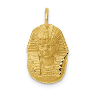 14K Yellow Gold Satin Diamond-cut King Tut Charm - (A82-938)