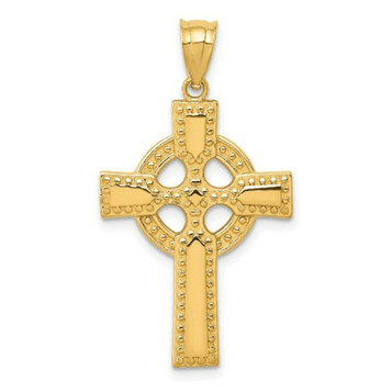 14K Yellow Gold Celtic Cross Pendant 34mm length - (A83-131) 14K Yellow Gold Celtic Cross Pendant 34mm length - (A83-131)