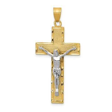 14K Two-tone Gold Diamond-cut Crucifix Pendant 42mm length - (A84-536) 14K Two-tone Gold Diamond-cut Crucifix Pendant 42mm length - (A84-536)