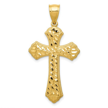 14k Yellow Gold Diamond-cut Budded Cross Pendant - (A85-609) 14k Yellow Gold Diamond-cut Budded Cross Pendant - (A85-609)