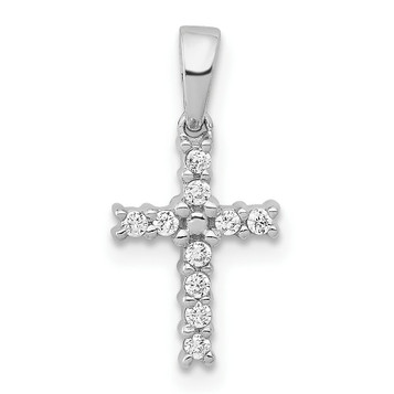 14K White Gold Diamond Latin Cross Pendant 1/10-Carat - (A97-248) 14K White Gold Diamond Latin Cross Pendant 1/10-Carat - (A97-248)