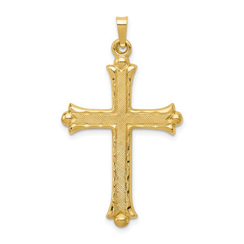 14K Yellow Gold Hollow Fleur De Lis Cross Pendant - (B11-132) 14K Yellow Gold Hollow Fleur De Lis Cross Pendant - (B11-132)