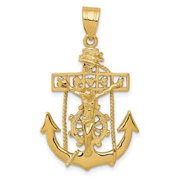 14K Yellow Gold Mariners Cross Pendant 36mm length - (A83-310) 14K Yellow Gold Mariners Cross Pendant 36mm length - (A83-310)