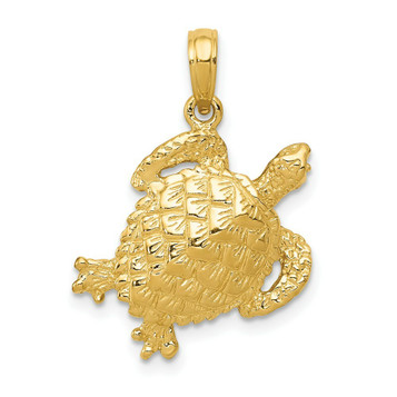 14K Yellow Gold Solid Polished Open-Backed Turtle Pendant - (A83-528) 14K Yellow Gold Solid Polished Open-Backed Turtle Pendant - (A83-528)