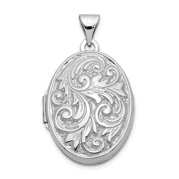 14K White Gold Polished Reversible Love You Always Oval Locket 30x21mm - (A99-407)