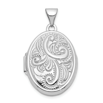 14K White Gold Domed Oval Locket 29x21mm - (A99-647)