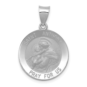 14K White Gold Polished and Satin St. Anthony Medal Pendant 19mm width - (B11-439) 14K White Gold Polished and Satin St. Anthony Medal Pendant 19mm width - (B11-439)