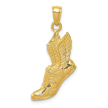14K Yellow Gold Polished Running Shoe Pendant - (A83-362) 14K Yellow Gold Polished Running Shoe Pendant - (A83-362)