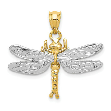 14K Two-tone Gold Dragonfly Pendant - (A83-986) 14K Two-tone Gold Dragonfly Pendant - (A83-986)