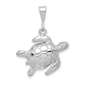 14K White Gold Solid Polished Open-Backed Sea Turtle Pendant - (A84-295) 14K White Gold Solid Polished Open-Backed Sea Turtle Pendant - (A84-295)