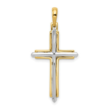 14K Two-tone Gold Fancy Cross Pendant 35mm length - (A84-623) 14K Two-tone Gold Fancy Cross Pendant 35mm length - (A84-623)