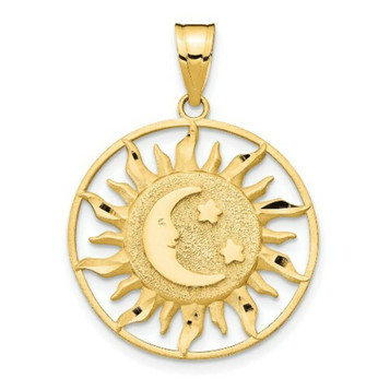 14K Yellow Gold Polished Sun with Moon & Star Charm - (A86-522) 14K Yellow Gold Polished Sun with Moon & Star Charm - (A86-522)