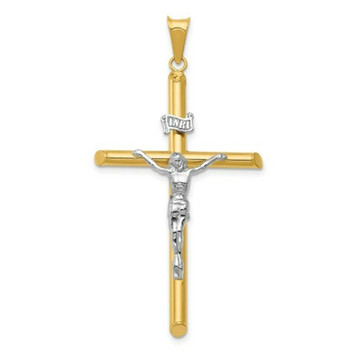 14k Two Tone Gold Polished Jesus Crucifix Pendant - (A87-302) 14k Two Tone Gold Polished Jesus Crucifix Pendant - (A87-302)