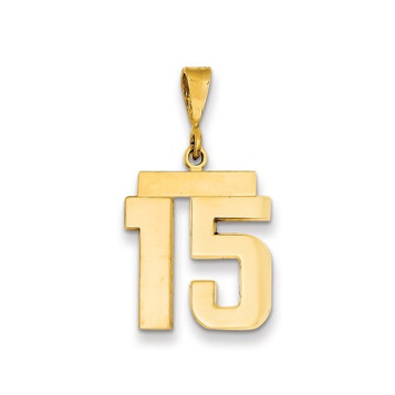 14k Yellow Gold Medium Polished Number 15 Charm - (A88-121)