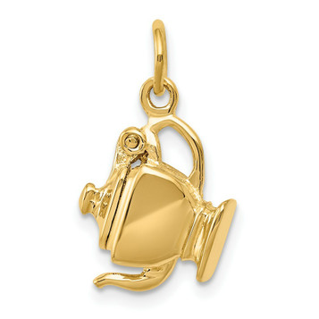 14K Yellow Gold 3-D Tea Pot Charm - (A82-450)