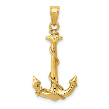 14K Yellow Gold Anchor with Rope Pendant - (A85-340) 14K Yellow Gold Anchor with Rope Pendant - (A85-340)
