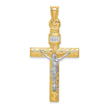 14k Two Tone Gold Crucifix Pendant - (A85-899) 14k Two Tone Gold Crucifix Pendant - (A85-899)