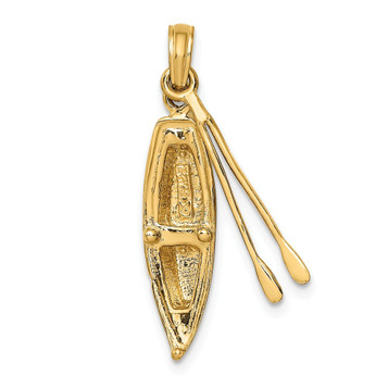 14K Yellow Gold 3-D Boat With Dangling Ores Charm Pendant - (A91-864)