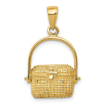 14K Yellow Gold Large Nantucket Basket Pendant - (A83-117)